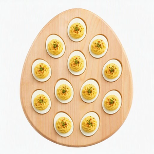 Customised logo beech Wooden <b>Egg</b> Organizer Display Charcuterie Board and Deviled <b>Egg</b> Plates At Wholesale Price - Product Image 1