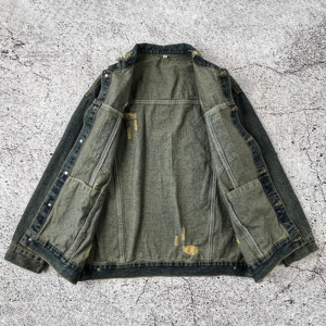 High Quality Custom Design Men's Ripped <b>Button</b> Front Jeans Jacket New Arrival Streetwear Fashion - Product Image 2