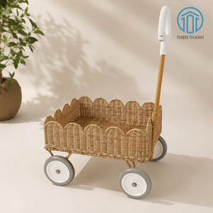 Cochecito de Mimbre Natural de Lujo para Muñecas, Hecho a Mano, Cesta de Regalo para Decoración de Cuarto Infantil, Hecho en Vietnam - Product Image 1