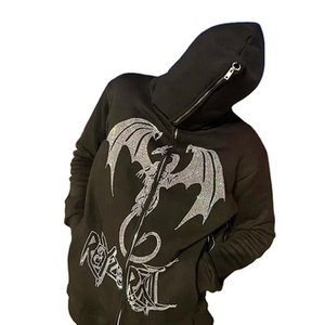 Sweat à capuche unisexe Streetwear Y2K délavé à l'acide, 100% coton, personnalisé 3D pour broderie, coupe oversize vintage, automne, homme - Product Image 1