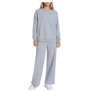 <b>Women's</b> Plain Dyed Sweatsuit Set Wide Leg Sweatpants and Sweatshirt Jogging Suit Casual 2 Piece Lounge Tracksuit Comfortable - Product Image 1
