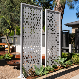 white metal geometric privacy <b>screen</b> decorative outdoor garden panel patio <b>partition</b> balcony divider frame laser cut <b>screen</b> - Product Image 3