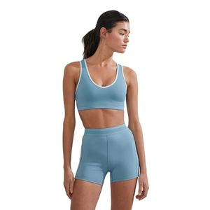 Ensemble deux pièces pour femme, haut de gamme, été, coupe classique, léger, extensible, respirant, séchage rapide, soutien-gorge et short, pour la gym et l'entraînement - Product Image 2