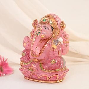Estatua de Ganesha Tallada a Mano en Cuarzo Rosa Natural, Ídolo de Cristal Pintado a Mano, Decoración para el Hogar, Regalo, Proveedor Mayorista OEM ODM - Product Image 3
