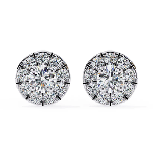 Boucles d'oreilles clous halo en diamant rond, argent sterling 925, 0,27 ct au total, diamants centraux de 3,2 mm, diamants latéraux de 1,6 mm, bijoux fins - Product Image 6