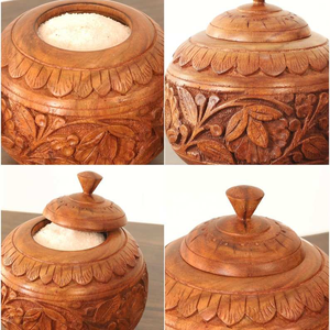 Azucarero de madera náutico con tapa, salero hecho a mano con tapa, azucarero grabado, salero, tarro de especias, contenedor de almacenamiento para cocina - Product Image 3
