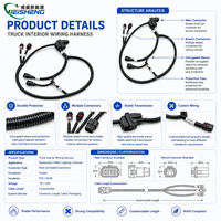 Kabel Konektor Internal TCU Kontrol Utama untuk Truk Otomotif Kustom, Konduktor Tembaga Murni, Selubung PVC, ISO9001