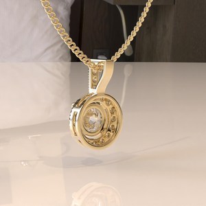 Elvora Gems Geometric Octagon Cut Moissanite <b>Pendant</b> <b>Solid</b> <b>Gold</b> 2.8CT IGI Certified Rhodium Plated Rope Chain Party Necklace - Product Image 3