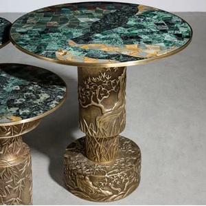 Table d'appoint en métal de forme ronde avec design ondulé, table basse de qualité antique, taille personnalisée, table d'appoint en aluminium laiton - Product Image 6