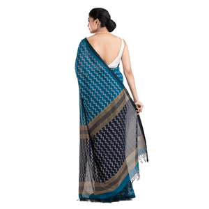 Nouvelle collection de saris en soie/coton tissés à la main, légers et écologiques, gris et noir, motif Buti, design élégant pour les mariages féminins - Product Image 3