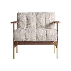 Modern Armchair Solid Teak Wood Upholstered Lounge Chair Durable <b>Frame</b> Plush Cushioned Seat Indoor Residential Furniture - Product Image 3