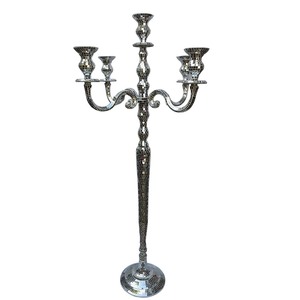 5-Arm Silver Metal Candelabra Centerpiece Tall Decorative <b>Candle</b> Holder for Wedding Events Banquets and Hotel Table Decor - Product Image 4