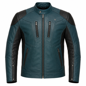 Chaqueta de Motocicleta de Cuero Estampada Contemporánea Unisex |   Adultos |   Negro/Verde Azulado/Marrón/Beige |   Fabricante OEM/ODM |   Logotipo Personalizado | - Product Image 1