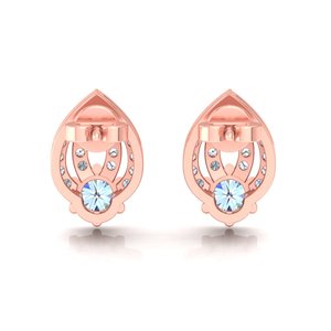 Pendientes de Oro Sólido de 10K, 14K y 18K con Diamantes Cultivados en Laboratorio de Corte Redondo para Mujer, Diseño de Diseñador, para Bodas, Fiestas y Regalos de Aniversario - Product Image 4