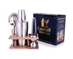 5-Piece Barware Set Includes 1 Regular cocktail <b>shaker</b>, 1 Jigger, 1 <b>Bottle</b> opener, 1 Tong, 1 Strainer - Product Image 1