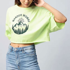 T-shirts crop top pour femmes, manches courtes, respirants, en coton de qualité supérieure, nouvelle collection direct usine. - Product Image 3