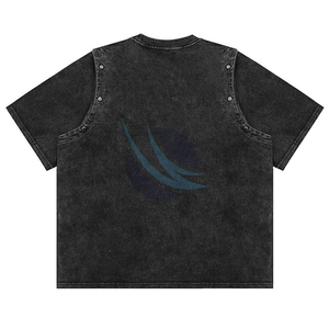 Custom High Quality Formal Boxy Oversized <b>Men's</b> T-<b>Shirts</b> Cropped Acid Wash 100% Cotton Worsted Fabric Eco-Friendly Breathable - Product Image 6