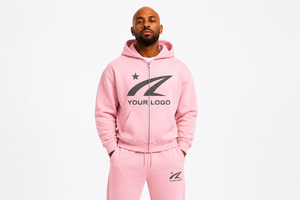 Custom Logo Men's Plain Zip Hoodie & Jogger Sweatpants Tracksuit <b>Set</b> Heavyweight Fleece All Colors Available - Product Image 3