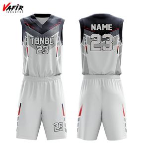 เครื่องแบบบาสเก็ตบอลชุดบาสเก็ตบอลพิมพ์ซับลิเมชันตาม2026เครื่องแบบบาสเกตบอลสีเทา - Product Image 1