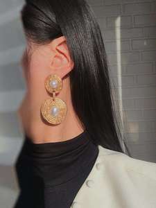 Boucles d'oreilles unisexes vintage bohèmes plaquées or massif 14 carats avec diamants certifiés IGI, bijoux tendance pour tous les jours - Product Image 3