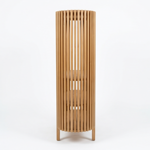 Modern <b>Solid</b> Teak <b>Wood</b> Slatted Display Shelf <b>Bookcase</b> Living Room Furniture Minimalist Wooden Storage Cabinet - Product Image 3