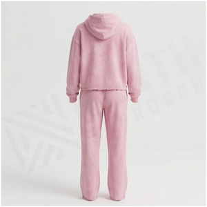 Women <b>Pink</b> Hooded Tracksuit Set 100% Cotton Midweight Fleece Full Zip <b>Sweatshirt</b> & Jogger Pants Casual Autumn Wear - Product Image 2