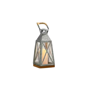 Modern Rustic Galvanized Metal <b>Lantern</b> <b>Candle</b> Holder For Indoor Outdoor Home Decoration Weather Resistant Steel & Glass <b>Lantern</b> - Product Image 6