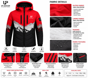 Chaqueta de Esquí Impermeable con Capucha para Hombre, Chaqueta de Invierno Acolchada para Nieve y Senderismo, Fabricante OEM ODM - Product Image 5