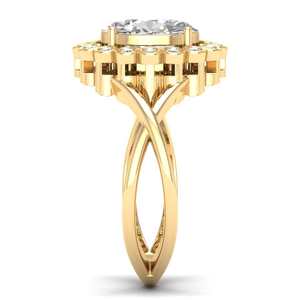 Anillo de compromiso de moissanita de plata de ley 925 con diseño de halo de corte ovalado, anillo de boda con diseño floral de espiga de panal para fiesta - Product Image 5