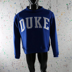 Sudadera de cuello alto Duke en azul real con apliques blancos, de gran tamaño, 100% algodón, de peso pesado, moderna, para mujer, Finer Threads - Product Image 1