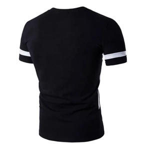 T-shirts de sport pour hommes 100 % coton de haute qualité, entièrement personnalisables, à manches courtes, col rond, anti-boulochage, coupe ajustée pour musclés, 180g - Product Image 3