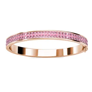 925 Sterling Silver High Quality Light Rose Pink Crystal Bangle Bracelet Kids Children Jewelry Destiny Jewellery