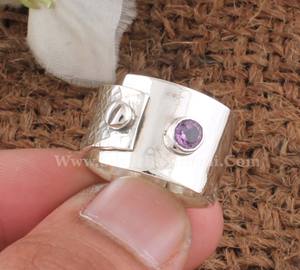 Anillo de Amatista Natural con Engaste de Bisel al por Mayor, Plata de Ley 925, Banda Sencilla y Delicada, Joyería para Fiestas, Aniversarios y Bodas - Product Image 4
