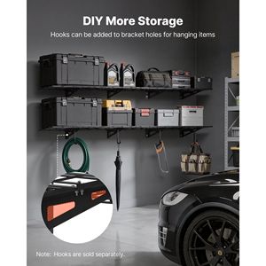 Set di 4 Scaffali a Muro in Acciaio a 2 Livelli per Garage, 1 x 3 Piedi con Ripiani Flottanti 12 x 72 Pollici per Ripiano - Product Image 6
