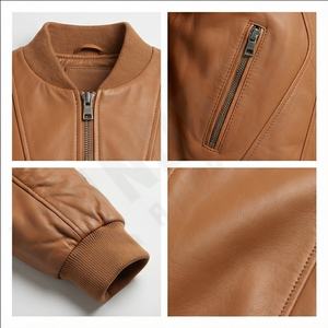 Veste en cuir décontractée pour femme de couleur unie, de haute qualité, tricotée, respirante, streetwear, taille et couleur personnalisables - Product Image 4