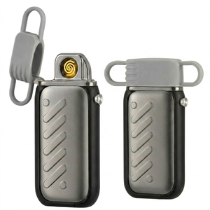 ไฟแช็คโลหะแบบพ็อด ชนิด USB กันลม ไม่มีเปลวไฟ ไฟแช็คอิเล็กทรอนิกส์ พร้อมรูสำหรับสายคล้อง สำหรับอุปกรณ์สูบบุหรี่ - Product Image 4