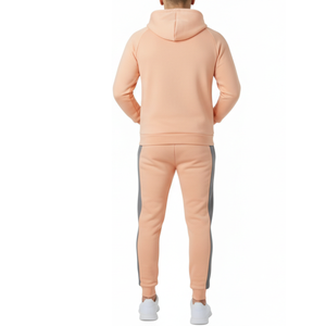 Conjunto deportivo de dos piezas para hombre, sudadera con capucha de felpa color melocotón y pantalones, ropa deportiva para gimnasio. - Product Image 2