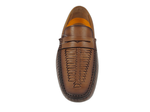 Mocasines de Gamuza Marrón Tabaco con Punta Redonda, Sin Cordones, Suela de Goma Acolchada, Color Sólido, para Todas las Temporadas, Decoración Metálica, Logotipo Grabado - Product Image 1