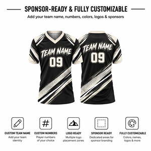 Maillot unisexe sublimé à col en V, manches courtes, anti-humidité, 100 % polyester, vêtements d'équipe pour adultes, vêtements de sport - Product Image 4