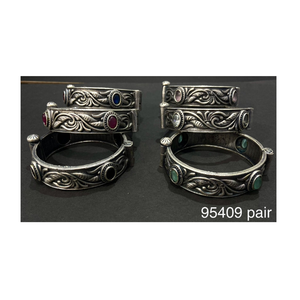 Pulsera oxidada abierta hecha a mano ajustable de latón puro para fiesta, brazalete de aspecto plateado con tamaño libre para regalos - Product Image 3