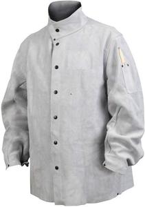 Veste de soudeur en cuir résistante à la chaleur et colorée pour hommes, entièrement en cuir avec poches - Product Image 4