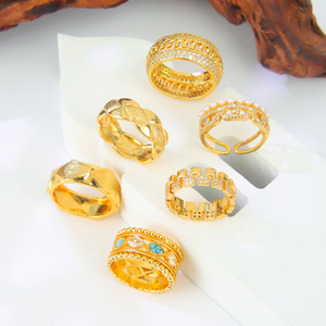Bagues de Mariage Vintage Plaqué Or 21 carats en Gros avec Turquoise et Zirconium pour Femme – Idéal Cadeau - Product Image 2