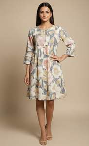 Vestido Bohemio de Alta Costura con Encaje Mini Estampado, 100% Algodón Premium - Product Image 6