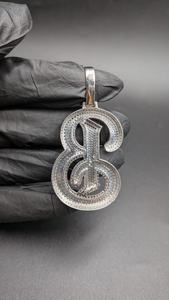 Colgante con Letra B Estilo Hip Hop, Plata 925, Moissanita con Claridad VVS, Micro Pavé, Unisex, para Uso Diario - Product Image 6