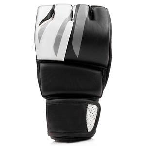 Gants Mma en cuir demi-doigts noir et blanc avec fermeture Velcro pour adultes, équipement d'entraînement d'arts martiaux - Product Image 2