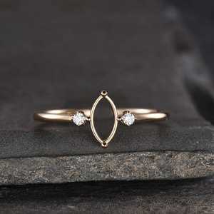 Solid 925 Sterling Silver Marquise <b>Ring</b> Setting for Loose Gemstone Dainty Prong Semi Mount Engagement <b>Ring</b> <b>Blank</b> Mounting - Product Image 6