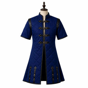 Blue Quilted Medieval Gambeson Coat Fantasy Warrior Tunic LARP Costume <b>Jacket</b> Wholesale Manufacturer OEM - Product Image 1