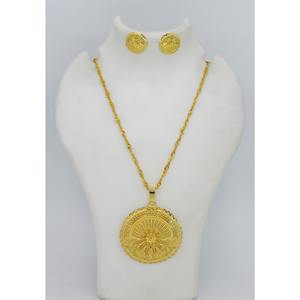 <b>Ethnic</b> Gold Plated Alloy Earring Chain Pendant Set Trendy Traditional Inspired Export Designer Jewelry Pendant Set Chain Earring - Product Image 4