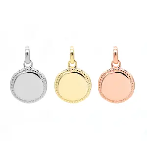 925 Silver Pendant 925 Sterling Silver Jewelry Blank Pendant Rhodium Plated Jewelry Silver Disc Pendant Round Engravable Jewelry Women