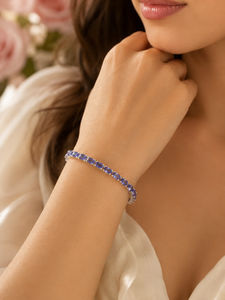 Colour Mountain 7.5 Inch Natural Iolite Tennis <b>Bracelet</b> 925 Sterling Silver White Gold Plated Luxury Jewelry Wholesale - Product Image 1